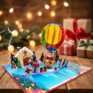Tarjeta de Felicitación Navideña 3D Rectangular Hecha a Mano de Papel, Diseño Personalizado de Santa Claus, Regalo con Impresión Offset - Product Image 1