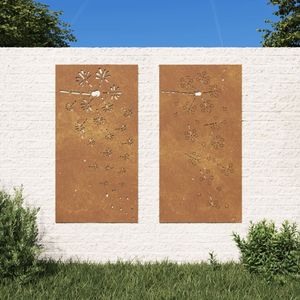 Grande décoration murale de jardin en acier corten rouillé, incrustations décoratives en métal pour espaces extérieurs - Product Image 1