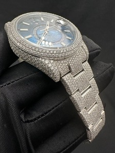 Montre en acier inoxydable avec diamants, cadran bleu, cristal saphir, quartz analogique, montre de luxe pour hommes - Product Image 4
