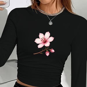 Camisa manga larga moda mujer ilustración flor de cerezo - Product Image 3