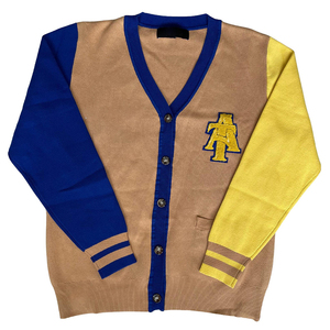 Top Quality Knitted Knitted Sweater For Unisex North Carolina A&T University Varsity Cardigan knitted Women's Sweaters V neck - Product Image 1