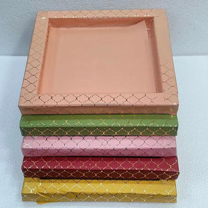 Venta caliente de almacenamiento de tablero MDF que sirve bandeja de servicio decorativa pintada a mano de madera hecha a mano - Product Image 1