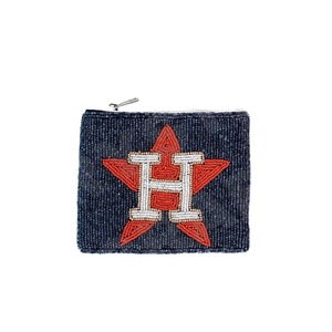 Monedero Houston astros Monedero personalizado con cuentas de semillas Hermoso regalo para mamá-Diseño de corazones para niñas - Product Image 1