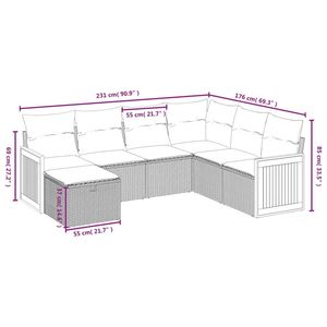 Ensemble de canapés de patio en polyrotin gris 7 pièces avec coussins, ensembles de jardin - Product Image 4