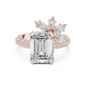 Anillo de Compromiso de Oro Amarillo de 14K con Diamantes Cultivados en Laboratorio en Forma Redonda, Marquesa, Pera y Esmeralda para Mujer |   Diamante Cultivado Nuevo - Product Image 2