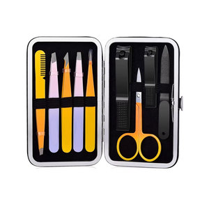 Juego de Pinzas para Cejas al por Mayor, 9 Piezas, Punta Inclinada, Acero Inoxidable, con Cortadores Negros y Tijeras - Product Image 3