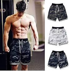 Pantalones cortos de baloncesto con estampado de camuflaje para hombre – Pantalones cortos deportivos de malla de secado rápido – Pantalones cortos de gimnasio con estampado de camuflaje gris – Pantalones cortos de entrenamiento a rayas para hombre - Product Image 3