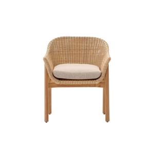 Fauteuil contemporain en bois massif avec assise et dossier en rotin naturel – Mobilier élégant pour restaurant, café, hôtel - Product Image 1