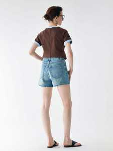 Shorts de Mezclilla Personalizados para Mujer, Cintura Alta, Corte Recto, Sexy, de Spandex/Algodón, para Verano - Product Image 4