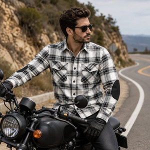 <b>Men's</b> Plaid Flannel <b>Shirt</b> With Elbow Patches Button Down Collar Long Sleeve Workwear Style Casual <b>Shirt</b> Autumn Wear - Product Image 6