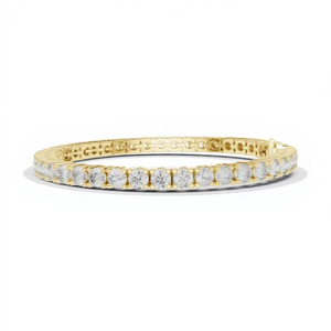 CLASSIC LAB GROWN 7.4CT ROUND CUT DIAMOND UNISEX TENNIS <b>BRACELET</b> SET IN 18KT YELLOW GOLD FOR GIFTING PARTY WEDDING DAILY OFFICE - Product Image 1