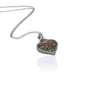 JEWELSPAARK Collar con Colgante de Diamante Natural Blanco y Marrón en Forma de Corazón de 0.98 Cttw para Mujer, Chapado en Rodio, Plata de Ley 925 - Product Image 2