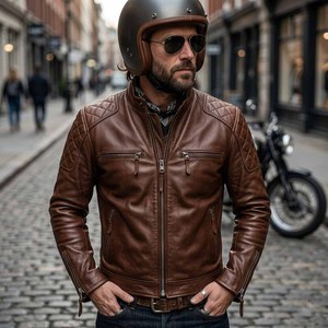 Biker Leather <b>Jacket</b> Plaid Leather Motorcycle <b>Jacket</b> Breathable Summer Casual <b>Jacket</b> for Boys <b>Pilot</b> Leather <b>Jacket</b> Lederjacken - Product Image 1