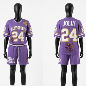 Womens Football Jersey Short <b>Set</b> 180 GSM Breathable Polyester <b>Mesh</b> Purple Black Side Panel Sublimation Print Women's <b>Sets</b> - Product Image 4