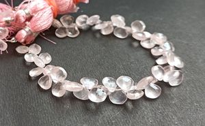 Natural Rose Quartz Faceted Heart Shape Briolette 6-7MM Rose Quartz Gemstone Beads 8 Inch Strand For Jewelry Making Wholesale - Product Image 4