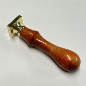 Decorative Brown 30mm Round Brass with Maple Wood Handle Wax Stamper for Handmade Crafts Wedding & Decorative Craft Supplies - Product Image 2