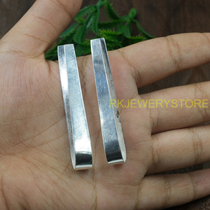 Boucles d'oreilles minimalistes en argent sterling 925, faites à la main, en forme de barre plate, longues et modernes, bijoux pour femmes, petite amie, Noël - Product Image 4