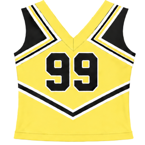 Haut d'uniforme de cheerleading jaune sans manches à col en V pour femmes et filles, idéal pour les performances, les équipes sportives, les concours de danse et le sport - Product Image 2