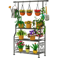 Support de plantes en métal chromé à 3 niveaux, barre suspendue robuste, support de pot de fleurs écologique pour intérieur, extérieur, balcon, jardin, haut