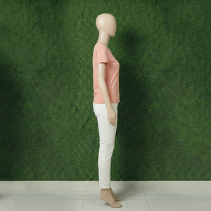 T-shirt rose à col rond, grande taille, motif uni, vêtements décontractés pour femmes, automne, coton/fibre de bambou, écologique, respirant, séchage rapide - Product Image 3