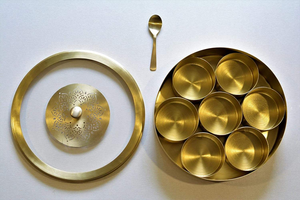 brass metal Spice <b>Box</b> with glass design spice <b>box</b> brass Metal with gold touch Brass beautiful engraving design - Product Image 3