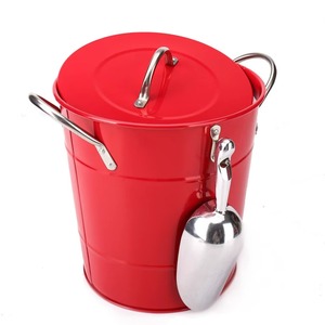 Red Round Metal Ice <b>Bucket</b> With Lid And Scoop Durable Modern Party Beverage Cooler New Arrival At Lowest Cost - Product Image 4