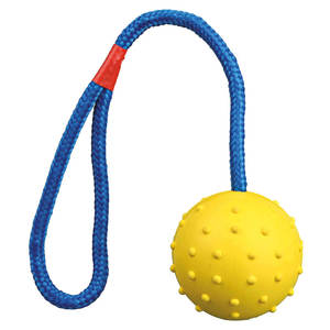 Balle avec ficelle en caoutchouc naturel 6 cm 30 cm pour chiens, jouet interactif - Product Image 1
