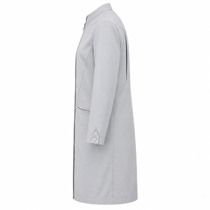 Medical Lab Coat Pale Grey Split <b>Band</b> <b>Collar</b> Concealed Zip Custom Wholesale Unisex Doctor Uniform Healthcare Workwear for Teams - Product Image 3