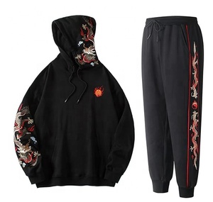 Ensemble de survêtement unisexe personnalisé brodé, 100 % coton écologique, réversible, anti-bactérien, avec sweat à capuche, vente en gros - Product Image 1