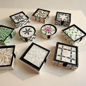 Luxury Mother of Pearl <b>Coasters</b> Triangle Inlay Mop <b>Coaster</b> Set with Handcrafted <b>table</b> decoration mats & pads handmade collection - Product Image 6