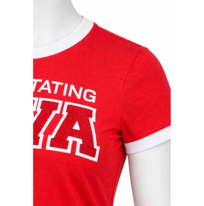 T-shirts d'été 2026 personnalisés en gros pour femmes, 100 % coton, anti-rétrécissement, broderie chenille, col rond, manches courtes, haute qualité - Product Image 3