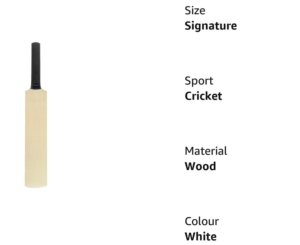 Mini batte de cricket Autograph Signature (15 pouces) par Naqqash Sports - Product Image 4