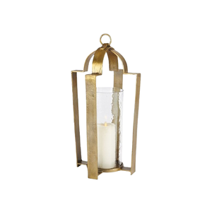 Porte-bougie en métal de luxe avec lanterne en verre transparent, décoration d'intérieur unique, lanterne en métal doré vintage, lanterne de Noël en métal - Product Image 1