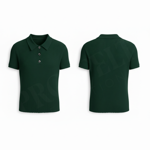 Polo côtelé personnalisé avec logo brodé, manches courtes, coupe ajustée décontractée, mélange de coton respirant, mode estivale, couleur unie - Product Image 4