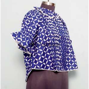 Blusa india hecha a mano 100% algodón para mujer, diseño floral estampado en bloque, manga 3/4 larga, ecológica, transpirable, informal de verano - Product Image 4