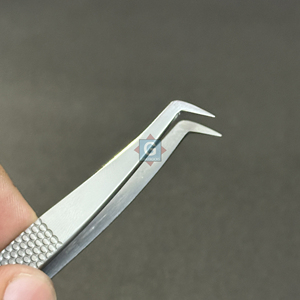 Pinces à volume en acier inoxydable, pinces argentées en forme de L pour extensions de cils - Product Image 3