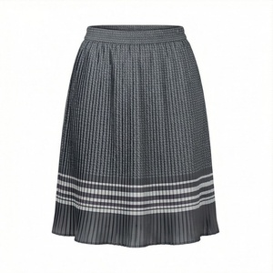 Falda plisada hasta la rodilla para mujer, diseño a cuadros, cintura elástica, tela de gasa, para todas las estaciones - Product Image 1