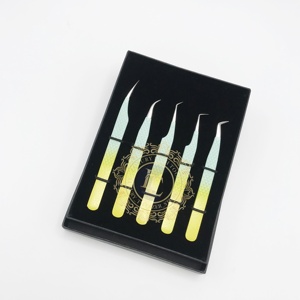 Pinzas de Punta plateada con recubrimiento en polvo Ombre, embalaje de logotipo personalizado, acero inoxidable sostenible para extensión de pestañas - Product Image 4