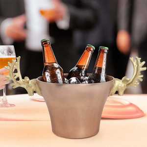 Seau à glace en aluminium couleur or rose en forme de tête de cerf avec poignées en forme de bois de cerf pour bar à domicile et fêtes hôtelières - Product Image 2