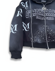 Sudadera con capucha para hombre, estilo urbano, con hombros caídos, vintage, 100% algodón, lavado ácido, con pedrería, en varios colores, con logotipo personalizado. - Product Image 3