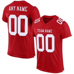 Venta al por Mayor Directa de Fábrica, Jersey de Fútbol Americano Personalizado Rojo y Blanco con Malla, Auténtico - Product Image 1
