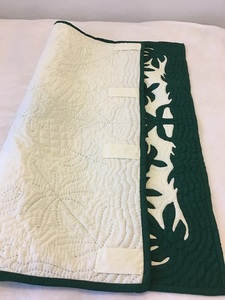 Handmade Designer Tropical Pineapple & Palm Leaf Hawaiian <b>Quilt</b> Wall Hanging Handmade <b>Bedspread</b> Yellow & Green Cotton Art <b>Quilt</b> - Product Image 2