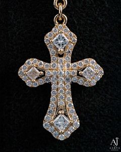 Collier pendentif croix en argent 925 plaqué or avec moissanite, chaîne à maillons, style hip-hop, bijoux pour cadeau de mariage - Product Image 2