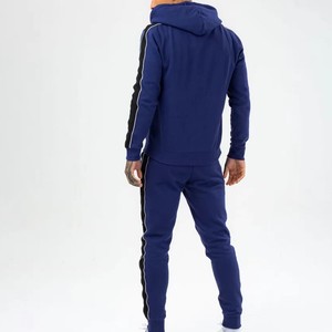 Chándal Azul con Capucha para Hombre, Manga Larga, Color Sólido, Ropa Deportiva con Bolsillos Laterales, Material de Poliéster Transpirable, Ropa de Otoño - Product Image 2