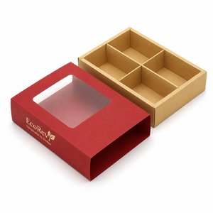 Newest Design Popular Biodegradable Eco-Friendly Paperboard <b>Window</b> Pull Boxes Custom Empty Grids Packaging Luxury Chocolate Box - Product Image 2