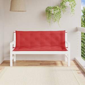 Ensemble de 2 coussins de banc de jardin extra longs en tissu Oxford rouge, élégants coussins d'extérieur - Product Image 1