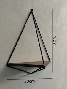 Modern Geometric Wall Shelf with Wooden Corner Shelf Industrial Metal <b>Frame</b> Home Decor Organizer - Product Image 4
