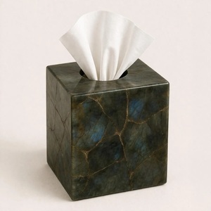 Stone Bathroom Accessories Set Natural Labradorite Marble Bath Set Soap Dispenser Tissue Holder & Tray for Hotel Bathroom Decor - Product Image 3