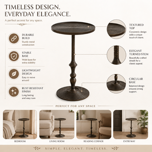 Modern <b>Round</b> Pedestal <b>Side</b> <b>Table</b> with Raised Tray Top and Elegant Stem Design |Black Minimalist Accent End <b>Table</b> for Living Room - Product Image 5