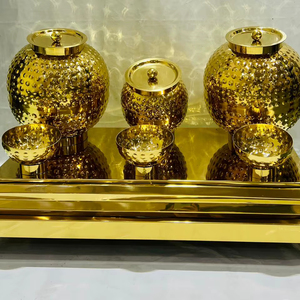 Juego de Vajilla de Acero Inoxidable Dorado Reutilizable con Tapa para Servir Sopa, Pani Puri, Buffet, Restaurante, Banquete - Product Image 1